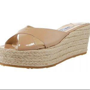 JIMMY CHOO Paisley Espadrille Wedge Nude Sandal 39